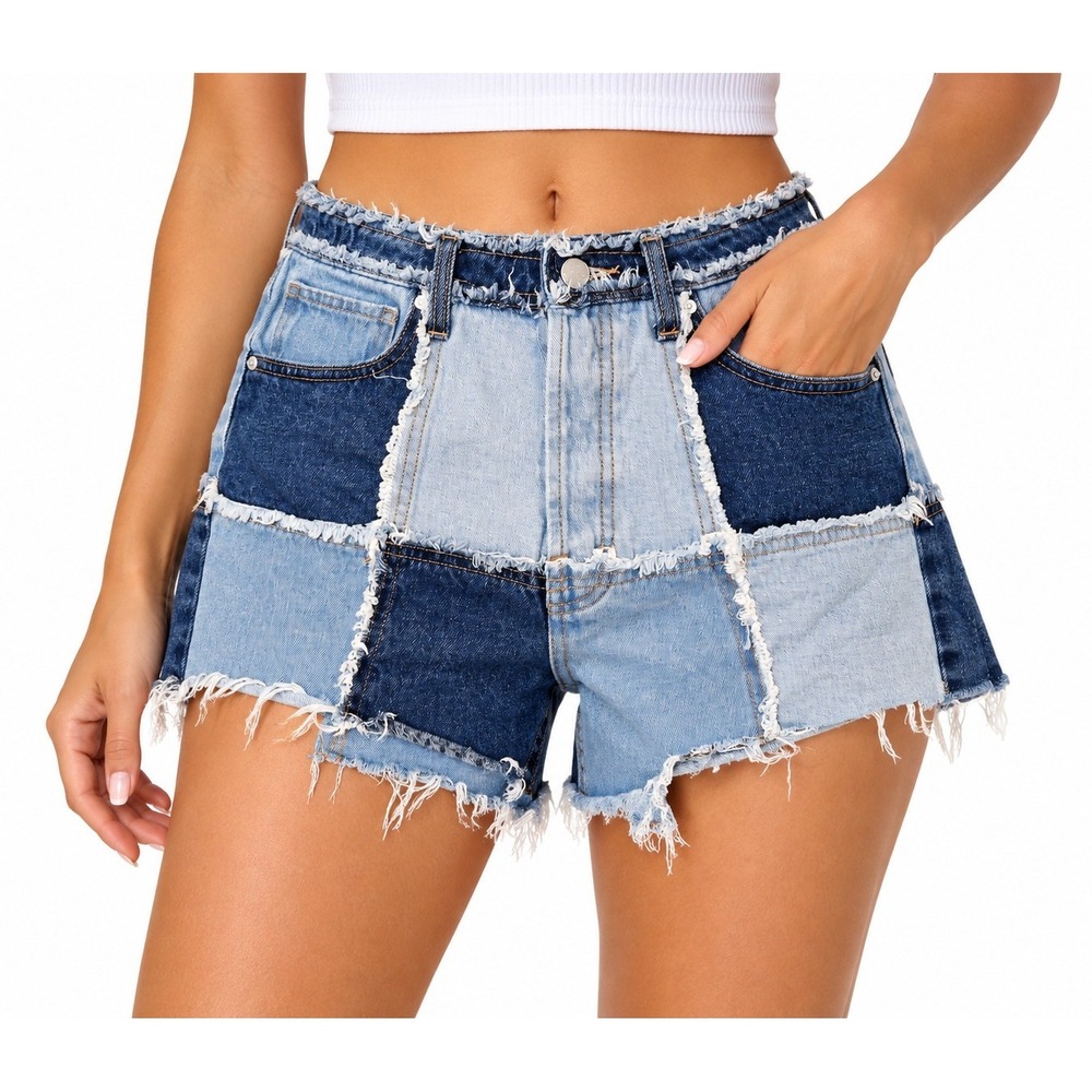 Wild Fable Highest Rise Colorblock Patchwork Cut Off Jean Shorts Size 6
